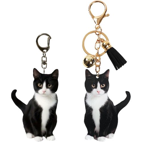 Asas-1 Paire De Porte-Clés Chat,Idées Cadeaux Pour Couples,Amis Et Famille,Respectueux De L'environnement Et Durable,Idéal Pour La Saint-Valentin Et Noël