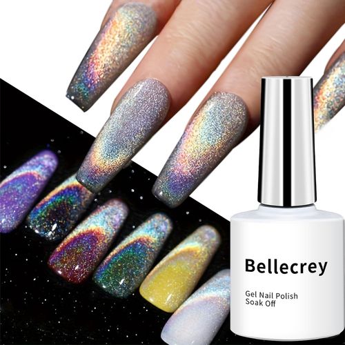 Asas-Vernis À Ongles Gel Holographique Arc-En-Ciel ?il De Chat À Paillettes-Gel Irisé-Sirène-Ongles ?il De Chat-Soak Off-Lampe Uv Led-Diy-Pour Femme