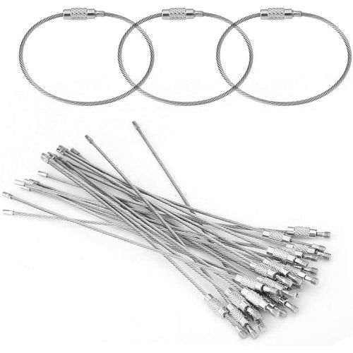 Asas-Porte-Clés En Fil,Porte Clé Solide,Porte-Clés En Fil,Anneau Porte Clé Câbles En Acier Inoxydable,Câbles De Boucle Anneaux Avec Joints Pour Randonnée,Pendre Étiquette De Bagage,20pcs(1.5mm*10cm)