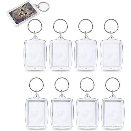 Asas-25pcs Porte-Clés Photo Transparent En Acrylique Porte Clef Photo Personnalisé Rectangle Cadeau Pour Fête Des Mères Pour Insérer Photo/Image/Diy/Halloween/Noël/Saint Valentin-(Insert 46x32mm)