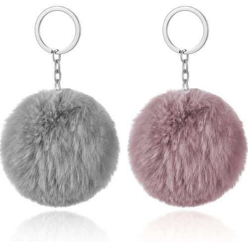 Asas-2 Pièces Porte-Clés De Pompons Faux Pompons Moelleux Ornement De Porte-Clés Doux En Peluche Accessoire De Pendentif Pour Femmes