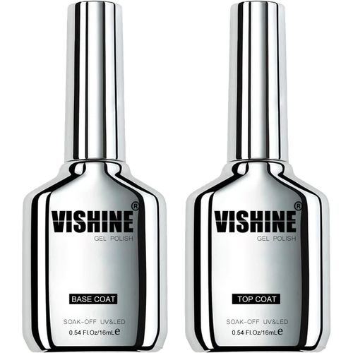 Asas-16ml Vernis Semi Permanent À Ongles Couche De Base Et De Finition Top Coat Uv Led Nail Art Design Soak Off Gel Manucure Lot De 2 