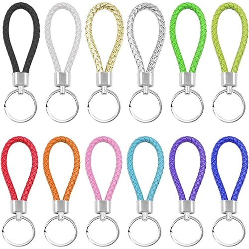 Asas-12pcs Leather Rope Keychain,Porte-Clés Tissé,Porte-Clés Portable,Porte-Clés De Couleur Pour Les Hommes Et Les Femmes,Pour Accrocher Les Clés De Voiture Clé Moto Vélo Et Maison