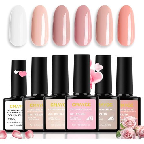 Asas-Vernis À Ongles Gel Semi Permanent,Gel Nail Polish,Coffret De Vernis À Ongles Nude,6 Couleur Lot Vernis À Ongles Gel Uv Led,Pour Studio De Manucure Diy Home,7,5ml 