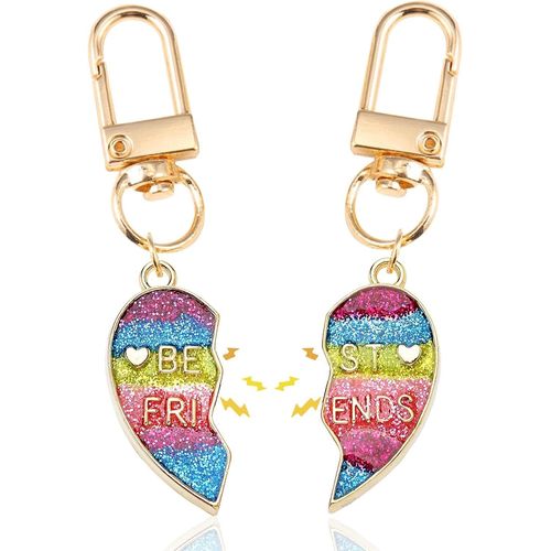 Asas-Porte-Clés Amitié,2pcs Enfants Porte Clé Friends Porte Clé Best Friends Pour 2 Porte Clef Soeur De Coeur Porte Clés Meilleure Amie Cadeaux De Noël De Remise Des Diplômes D'anniversaire