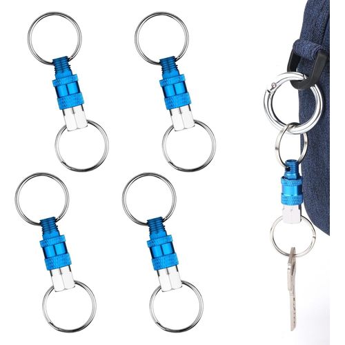 Asas-Lot De 4 Porte-Clés À Dégagement Rapide,Porte-Clés Amovibles Avec 2 Anneaux Fendus Chaîne Séparée Porte-Clés À Déconnexion Rapide Accessoire Pratique Cadeau