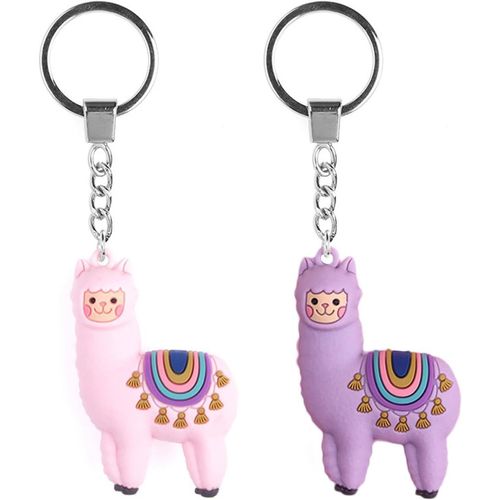 Asas-2 Pièces Porte-Clés Alpaga,Porte-Clés Animaux Mignons,Porte-Clés Animaux De Dessin Animé,Pendentifs Alpaga Tridimensionnels,Pendentifs De Sac Pour Filles,Accessoires Clés Créatifs