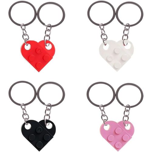 Asas-4 Pièces Ensemble De Porte-Clés Coeur,Porte-Clés Saint Valentin Ensemble De Porte-Clés Coeur Brique Multicolore Porte-Clés Coeur Pour Petit Ami Petite Amie Petit Porte-Clés Coeur Brique