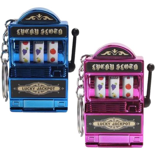 Asas-Porte-Clés En Acier Inoxydable,Schlüsselanhänger,Casino Glücksbringer Jackpot,Robuste Unterhaltung,Perfektes Geschenk,Machine À Fruits,Pour Homme Et Femme(Bleu,Violet)