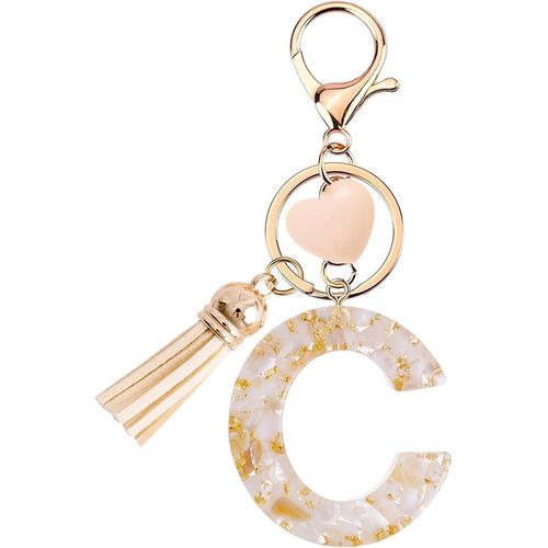 Asas-Porte-Clés Pour Fille-Pendentif En Forme C?ur-Porte-Clés Avec Lettre Porte-Clés Fille Initialecadeau Pour Femme Gland Or Porte Clef Femme