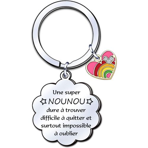 Asas-Cadeau Nounou Porte Clés,Cadeau Meilleure Nounou Porte-Clefs,Cadeau Nounou Anniversaire Porte-Clés,Nounou Noël