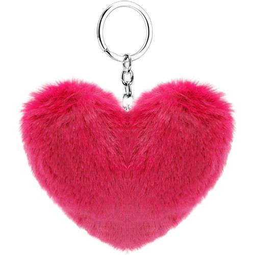 asas-Doux Artificielle Fourrure De Lapin Porte-Clés Pompon Coeur D'Amour Duveteux Porte-Clés Valise Sacs À Dos Accessoires Charme Pour Les Femmes Filles(Rouge)