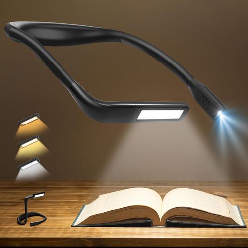 Neck Reading Light Book Lovers Gifts, Rechargeable 2000mah 10-80hrs Eye-Friendly Wide Lamp Book Light, Fathers Day Dad Gifts For Men Husband, Camping Knitting Crochet Accessories And Gadgets For Women