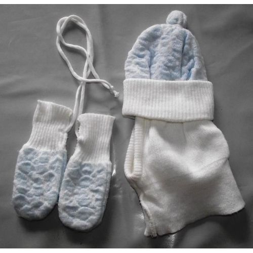 Bonnet Et Mufles Bébé Marque Clayeux Made In France 100% Acrylique Taille 3 F 74 D80 Lavage 30 Degrés