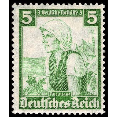Allemagne, 3ème Reich 1935, Très Beau Timbre Neuf** Luxe Yvert 549, Au Profit Du Secours D'Hiver, Costume Et Coiffe De Rhénanie, Filigrane Croix Gammées.