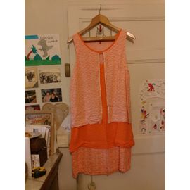 Robe Triple Orange Motifs Blancs 42 Xl Miss Captain.
