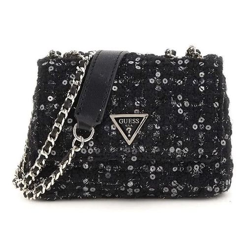GUESS Sac à épaule bandoulière noir pour femme - Giully Mini 2 Compartment Convertible Flap XS Black / Gold 294551