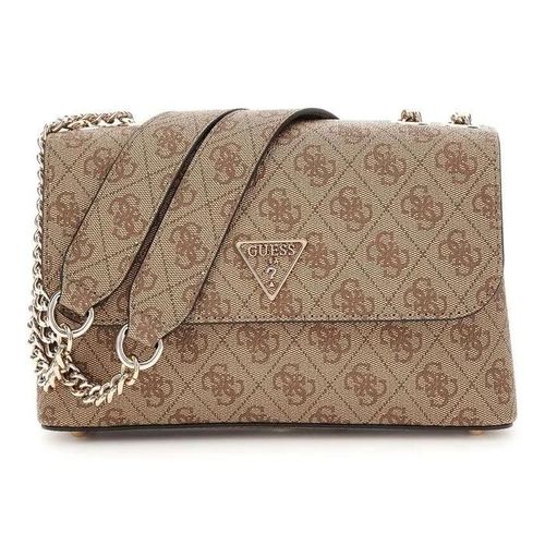 GUESS Sac à épaule brun clair pour femme - Eco Erica Convertible Xbody Flap Bag Latte Logo 298343