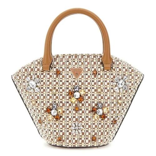 GUESS Sac à main brun clair pour femme - Beauvoir Mini Tote Cognac Multi 298793