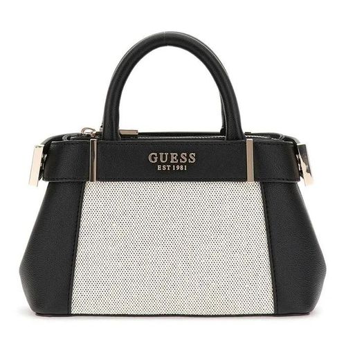 GUESS Sac à épaule bandoulière crème noir pour femme - Andela Mini Satchel Bag Natural / Black 300562
