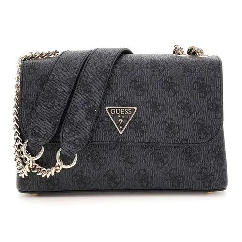 GUESS Sac à épaule anthracite noir pour femme - Eco Erica Convertible Xbody Flap Bag Coal Logo 300473