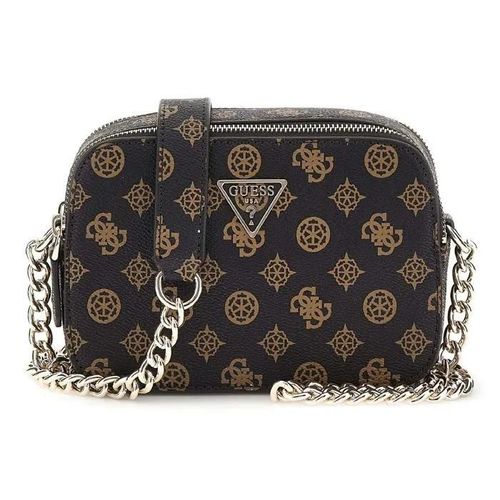 GUESS Sac à épaule bandoulière brun foncé brun clair pour femme - Noelle Crossbody Camera Bag Mocha Logo 293211