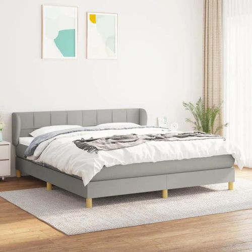 Sommier À Lattes De Lit Avec Matelas Gris Clair 180x200cm Tissu