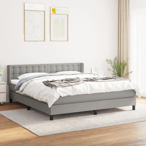 Sommier À Lattes De Lit Avec Matelas Gris Clair 180x200cm Tissu