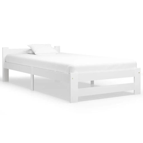 Cadre De Lit Sans Matelas Blanc Bois De Pin Massif 100x200 Cm