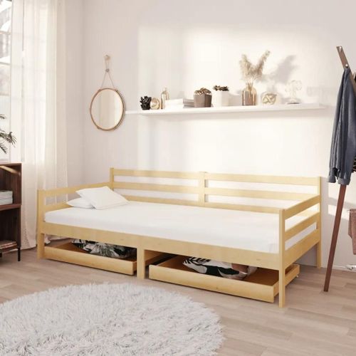 Lit De Jour Sans Matelas Avec Tiroirs 90x200 Cm Bois Pin Massif
