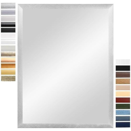 Anwxai-Miroir Mural 50 X 85cm(Dimensions Extérieures)En Alu-Criss-Cross | Couleur Et Taille Sélectionnables | Miroir Salle De Bain Et Couloir | Avec Cadre En Bois