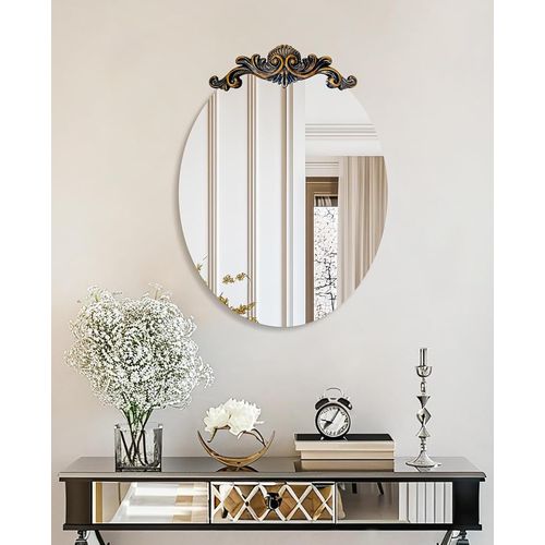 Anwxai-Miroir Mural Baroque Oval: 50×70cm Miroir Décoratif D'entrée Vintage Avec Decoration Vigne À Feuilles Ancien Doré Grand Miroir De Maquillage Antique Design Pour Chambre Salon Café