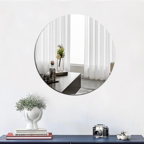 Anwxai-Miroir Mural Rond En Plexiglas Acrylique De 40cm Pour Salle De Bain-Grand Miroir Mural Pour Maquillage-Pour Salon,Entrée,Chambre À Coucher