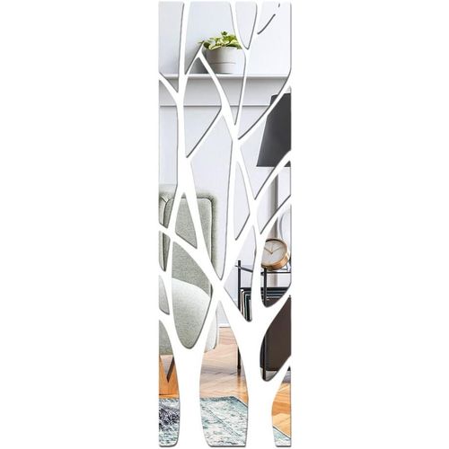 anwxai-3D Miroir Autocollant Mural Arbre,135Cmx37Cm Surface Miroir Tronc Darbre Autocollant De Fond Branche Acrylique Miroir Autocollant Sticker Mural Pour Chambre Salon