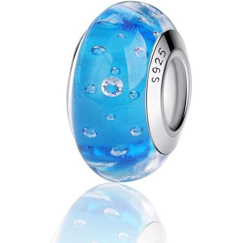 Anwxai-Breloque En Verre De Murano,Bracelet Et Pendentif Chaîne Pour Femme,Argent Sterling 925,Pandora Compatible Avec Gnoce Et Trollbeads