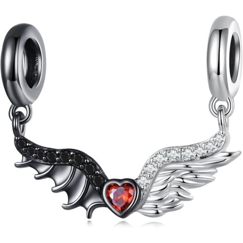 Anwxai-Pendentif Charme Démons Et Anges En Argent Sterling 925 Pour Bracelet-Breloques Charme Aile Noire Et Blanche-Cadeau Anniversaire Pour Femmes