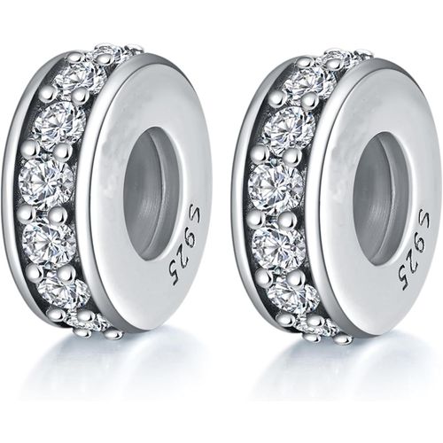 Anwxai-2pcs S925 Argent Spacer Stopper Perle Charme Pour Serpent Chaîne Style Bracelets Bracelet Européen