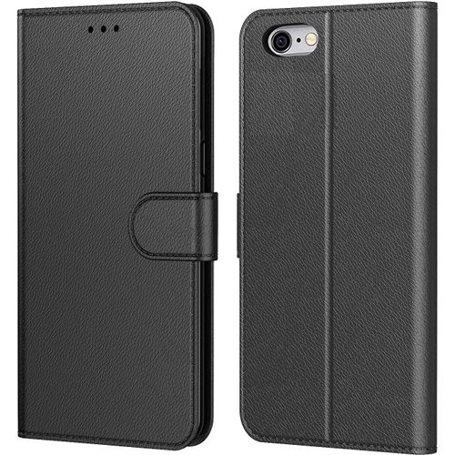 Anwxai-Coque Pour Iphone Se 2022 5g/Se 2020/6/6s/7/8,Pochette Housse De Protection Etui À Rabat Premium En Cuir Pu[Fermeture Magnétique] Compatible Avec(Iphone 6/7/8/Se(4,7""),Noir)