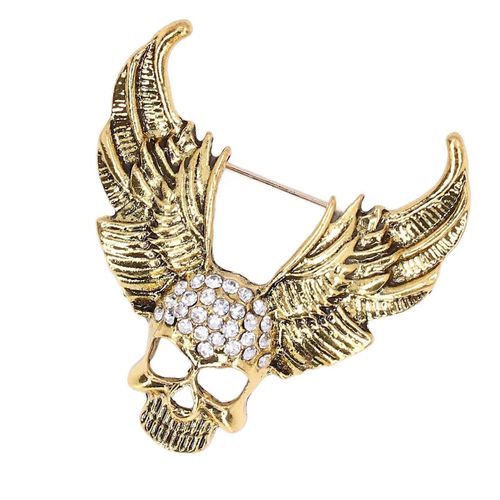 Perceuse Crâne Broche Scintillant Cristaux Personnalité De Mode Broche Accessoires Pour Costume Manteauor Ancien