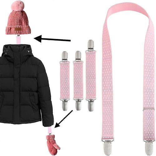4pcs Winter Elastic Mitten Clips Beanie Caps Hat Clips For Kids