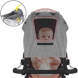 Parasol Universel Pour Poussette, Protection Uv 50+, Pare-Soleil Étanche Avec Fenêtre De Visualisation, Toit Ouvrant Coupe-Vent Pour Poussettes Et Buggys