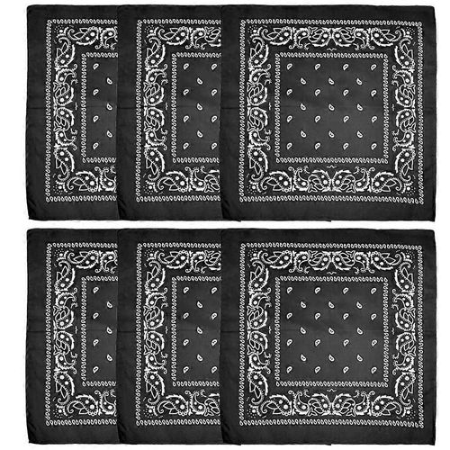 6pack Bandana Pack Rainbow Bandana Polyester Bandanas For Men & Women Paisley Cowboy Bandana Handkerchiefs For Hair 54x54cm