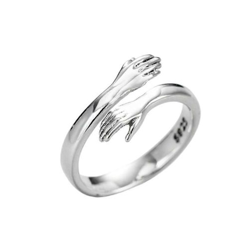 Étreindre Les Mains Bague Réglable En Argent Sterling Donnez-Moi Un Câlin Bague 925 Argent Amour Câlin Mains Ouvrir Bague Bijoux Pour Femmes Hommes