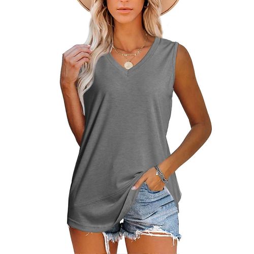 Gilet Confortable Sans Manches Col En V Couleur Pure Débardeurs Charmants Confortables Pour Femmes