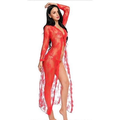 Lingerie Pour Femmes Sexy Robe Longue Dentelle Robe Transparente Voir À Travers Kimono Robe
