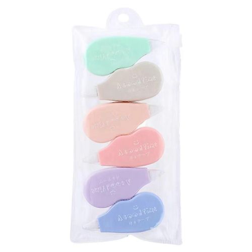 6pcs Ruban De Correction 5mm Morandi Forte Adhérence Opération Facile Haute Douceur Ruban Blanc Pour Les Enfants De Bureau D'étudiant