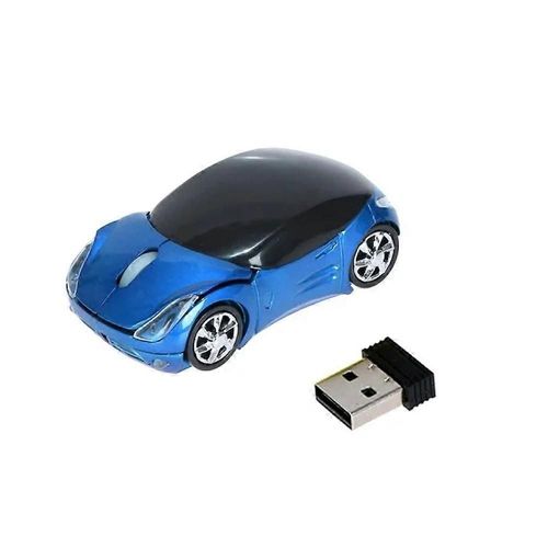 Souris sans fil pour ordinateur portable 2,4 GHz 1200DPI Souris optique sans fil en forme de voiture Souris à défilement USB pour PC Tablette Ordinateur portable Bleu