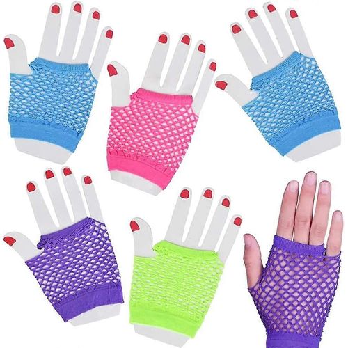 Gants Néon Pour Les Enfants ¿ Lot De 12, Gants De Poignet Résille, Fournitures De Fête Néon Pour Les Années 80 Sur Le Thème Des Anniversaires Et Des Faveurs D'halloween