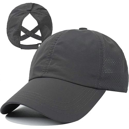 Femme Criss Cross Ponytail Baseball Cap Réglable High Messy Bun Ponycap Quick Drying Hat