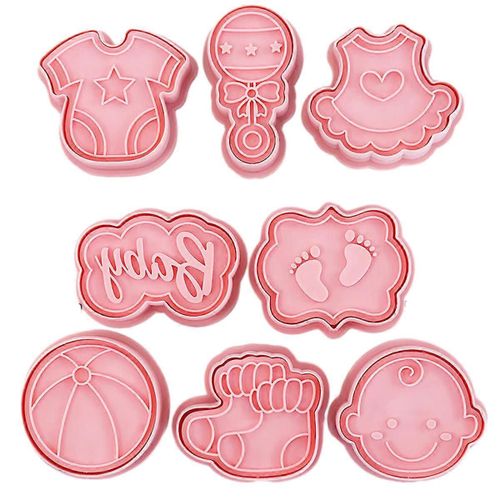 Ensemble De Moules À Biscuits Pour Bébé - 8 Pièces - Moules À Biscuits En Relief Imprimés Adaptés Aux Fêtes D'anniversaire Des Enfants De Gâteau